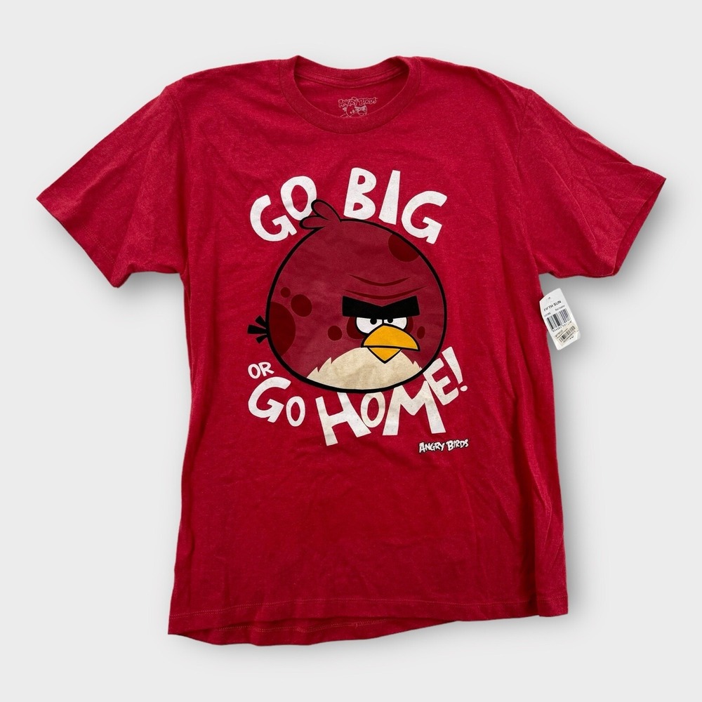 Angry Birds T Shirt Youth Large Red Cartoon Boys‎ Cotton Short Sleeve